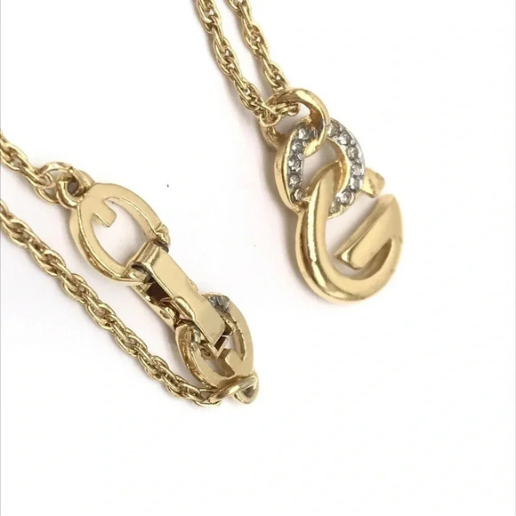 Vintage Givenchy Gold Plated Necklace with Rhinestones - Picture 10 of 10